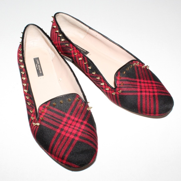 Zara Woman | Flats Tartan Spikes - Picture 1 of 8